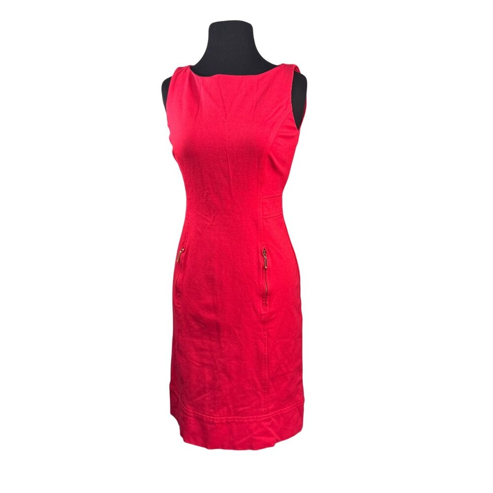 Lauren Ralph Lauren Size 2 Red Sleeveless Sheath Dress With Zipper Details